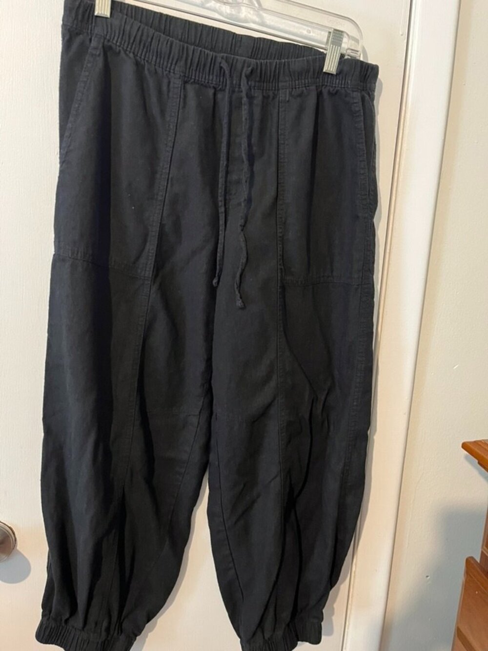 OLD NAVY BALLOON BLACK LINEN BLEND DRAWSTRING PANTS SZ PM